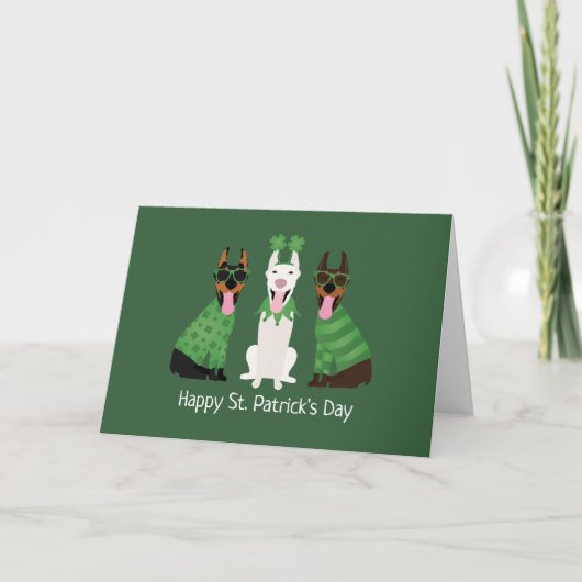 Prettig St. Patricksdag Dobermann Honden Feestdagen Kaart (Voorkant)