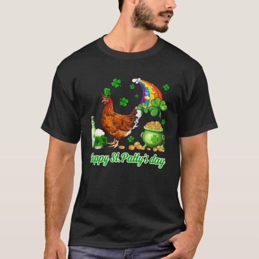 Prettig St Patty s Dag Patrick s Dag Kip Drinken T-shirt (Voorkant)