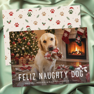 Prettig Stoute Hond Grappige Foto Kerstmis Feestdagenkaart