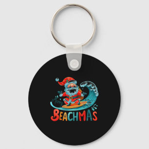 Prettig strandKerstmis Kerstman surfen Retro ontwe Sleutelhanger