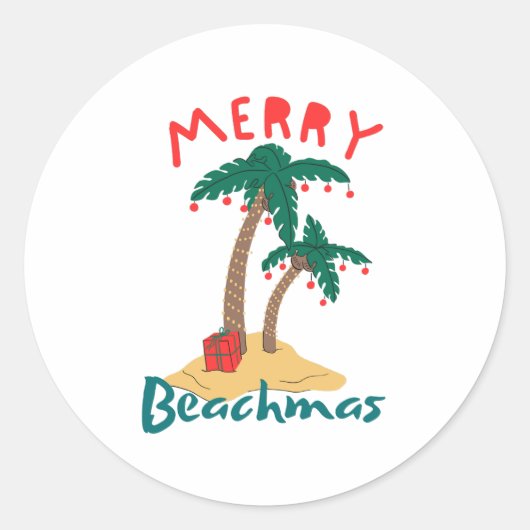 Prettig StrandKerstmis Kerstmis in Juli Ronde Sticker (Voorkant)
