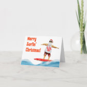 Prettig Surfen Kerstmis Kerstman op surfplank Kaart (Voorkant)