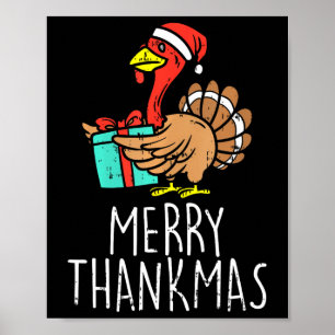 Prettig Thankmas Kerstman Kerst Kalkoendag Thanksg Poster