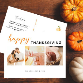Prettig Thanksgiving 3 Foto Baby Shower Bedankt Feestdagenkaart