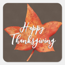 Prettig Thanksgiving Aquarel Herfst Esdoornblad Vierkante Sticker