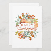 Prettig Thanksgiving Aquarel Pompoenen, Bessen  Feestdagenkaart (Voorkant / Achterkant)