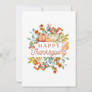 Prettig Thanksgiving Aquarel Pompoenen, Bessen  Feestdagenkaart