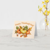 Prettig Thanksgiving Aquarel Pompoenen en Bladeren Kaart (Gele Bloem)