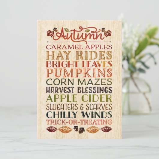 Prettig Thanksgiving Beschrijvende woorden Herfst Kaart (Staand voorkant)