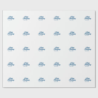 Prettig Thanksgiving blauwe liefdesnaam vakantie w Cadeaupapier