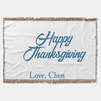 Prettig Thanksgiving blauwe liefdesnaam vakantie w Deken