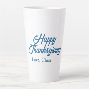 Prettig Thanksgiving blauwe liefdesnaam vakantie w Latte Mok