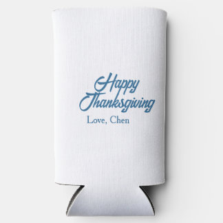 Prettig Thanksgiving blauwe liefdesnaam vakantie w Seltzer Blikjeskoeler