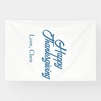 Prettig Thanksgiving blauwe liefdesnaam vakantie w Spandoek