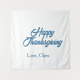 Prettig Thanksgiving blauwe liefdesnaam vakantie w Wandkleed