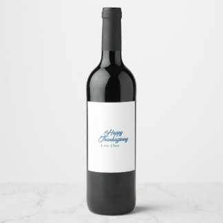 Prettig Thanksgiving blauwe liefdesnaam vakantie w Wijn Etiket