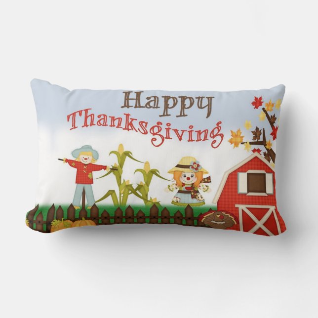 Prettig Thanksgiving Boerderij Kussen (Voorkant)