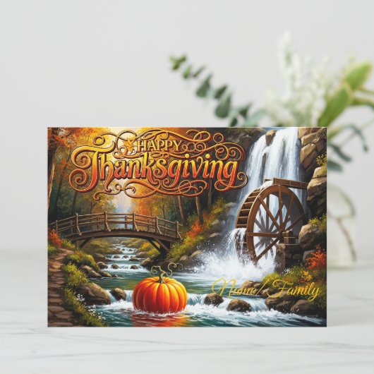 Prettig Thanksgiving Bos Scene Kaart (Staand voorkant)