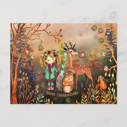 Prettig Thanksgiving bosdieren Briefkaart (Voorkant)