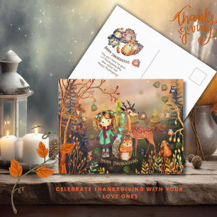 Prettig Thanksgiving bosdieren Briefkaart