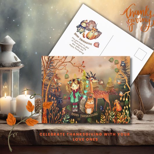 Prettig Thanksgiving bosdieren Briefkaart