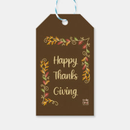 Prettig Thanksgiving - Bruin Thema Cadeaulabel