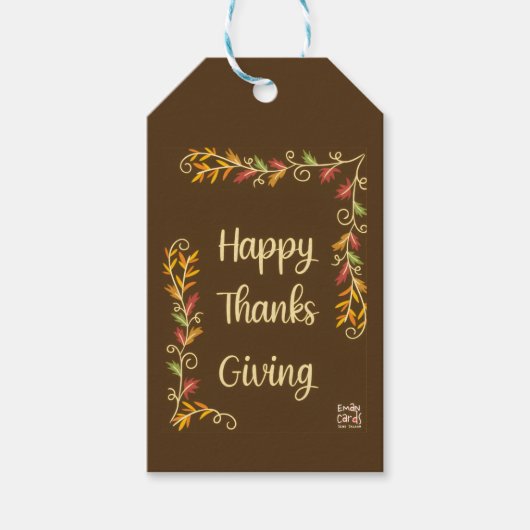 Prettig Thanksgiving - Bruin Thema Cadeaulabel (Voorkant)