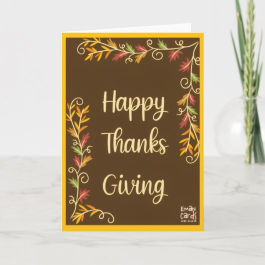 Prettig Thanksgiving Bruin Thema Kaart (Voorkant)
