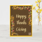 Prettig Thanksgiving Bruin Thema Kaart (Gele Bloem)