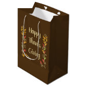 Prettig Thanksgiving - Bruin thema Medium Cadeauzakje (Voorkant Gekanteld)