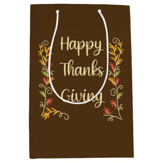 Prettig Thanksgiving - Bruin thema Medium Cadeauzakje (Voorkant)