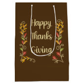 Prettig Thanksgiving - Bruin thema Medium Cadeauzakje (Achterkant)