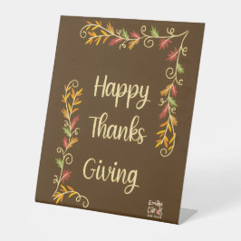 Prettig Thanksgiving - Bruin Thema Reclamebord Met Voetstuk