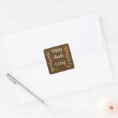 Prettig Thanksgiving - Bruin Thema Vierkante Sticker (Envelop)