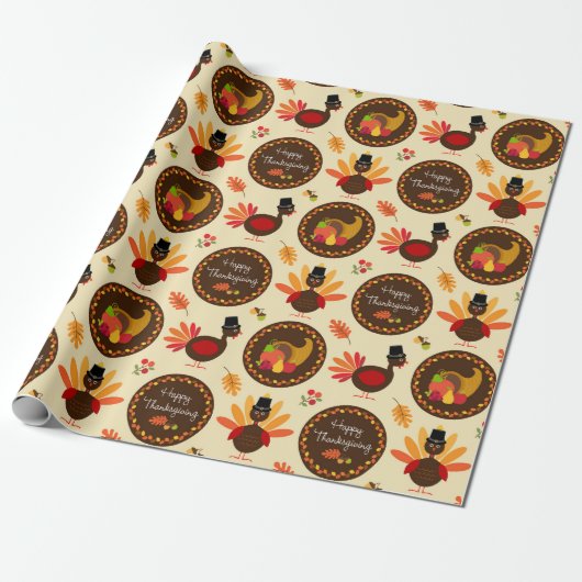 Prettig Thanksgiving Cadeaupapier (Uitgerold)
