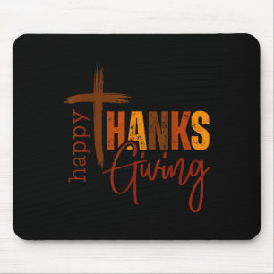 Prettig Thanksgiving christelijk kruis kalkoen pom Muismat