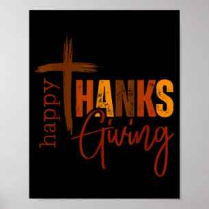 Prettig Thanksgiving Christelijk Kruis Kalkoen Pom Poster