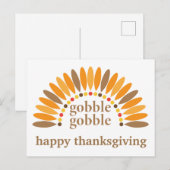 Prettig Thanksgiving Cute Gobble Kalkoenveren Briefkaart (Voorkant / Achterkant)