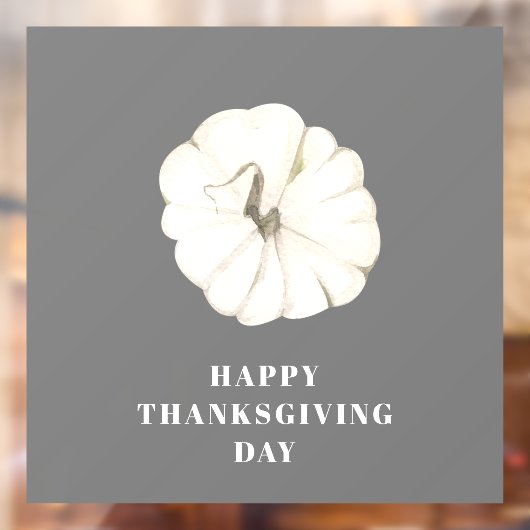 Prettig Thanksgiving-dag | Grijze en witte pompoen Raamsticker (Vel 2)