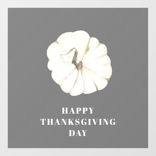 Prettig Thanksgiving-dag | Grijze en witte pompoen Raamsticker (Vel)