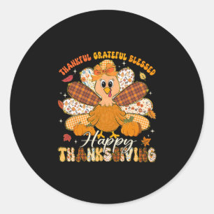 Prettig Thanksgiving Dankbaar Gezegend Turkije Ronde Sticker