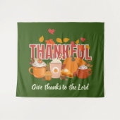 Prettig Thanksgiving DANKBAAR Pompoen Christelijk Wandkleed (Voorkant (horizontaal))