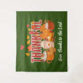 Prettig Thanksgiving DANKBAAR Pompoen Christelijk Wandkleed (Voorkant)