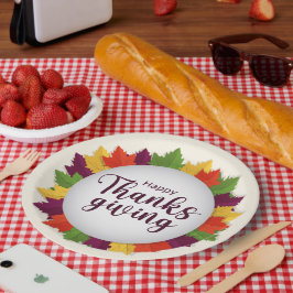 Prettig Thanksgiving Day Herfstbladeren Frame Papieren Bordje