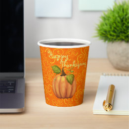 Prettig Thanksgiving Draai Oranje Geel  Papieren Bekers