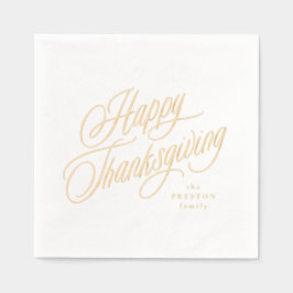 Prettig Thanksgiving eenvoudig elegante script Folie Servetten