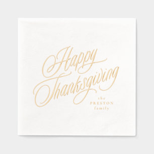 Prettig Thanksgiving eenvoudig elegante script Folie Servetten
