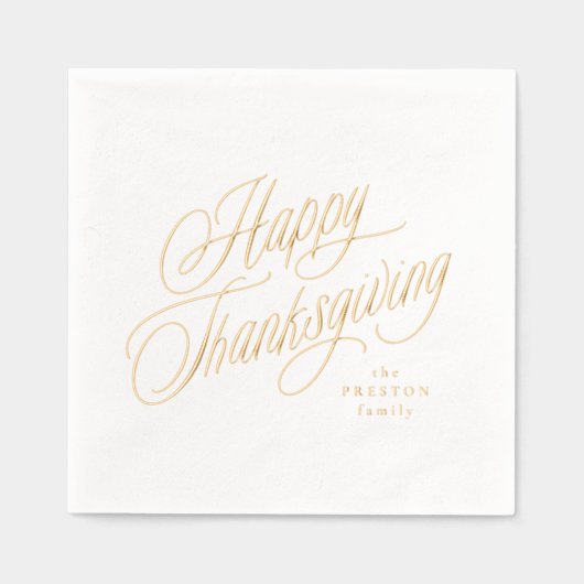 Prettig Thanksgiving eenvoudig elegante script Folie Servetten (Voorkant)