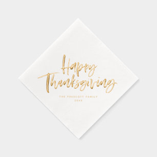 Prettig Thanksgiving eenvoudig moderne borstel scr Folie Servetten