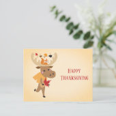 Prettig Thanksgiving Eland Eekhoorn Kleurrijk Briefkaart (Staand voorkant)